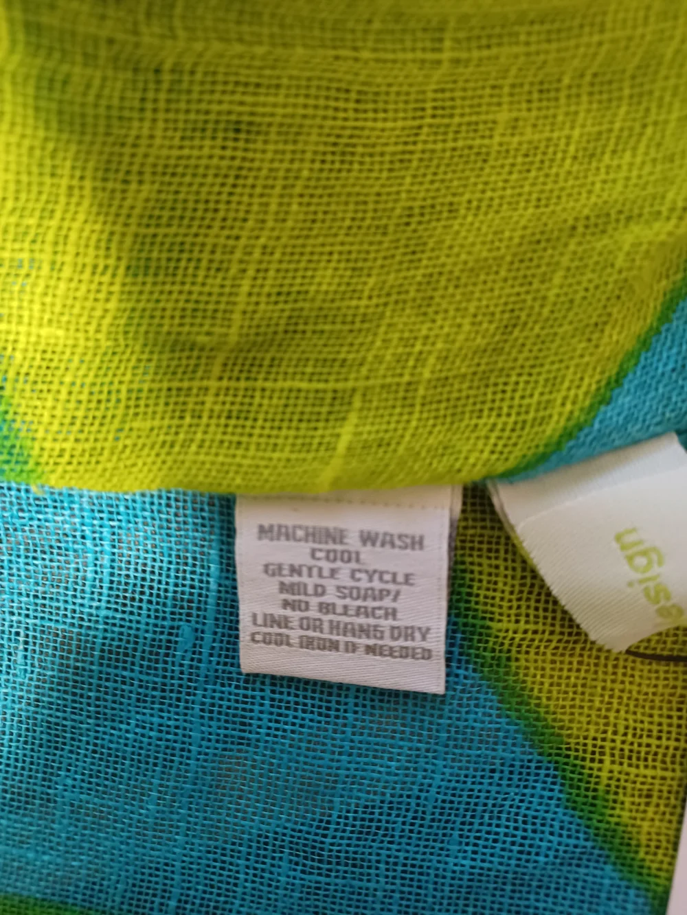 100% Linen Turquoise and Lime Leaf-Print Lightweight Scarf